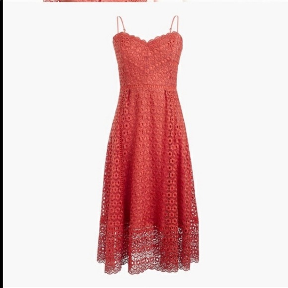 J. Crew Orange Daisy Lace Midi Dress Size 4 - Picture 3 of 9